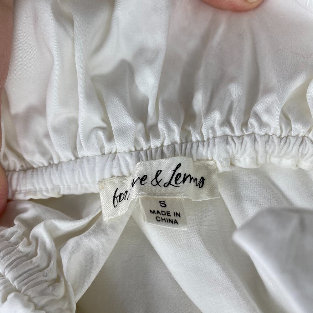 FOR LOVE & LEMONS Dress S Clementine Babydoll Mini Flutter Sleeve Back Tie White - Picture 5 of 12